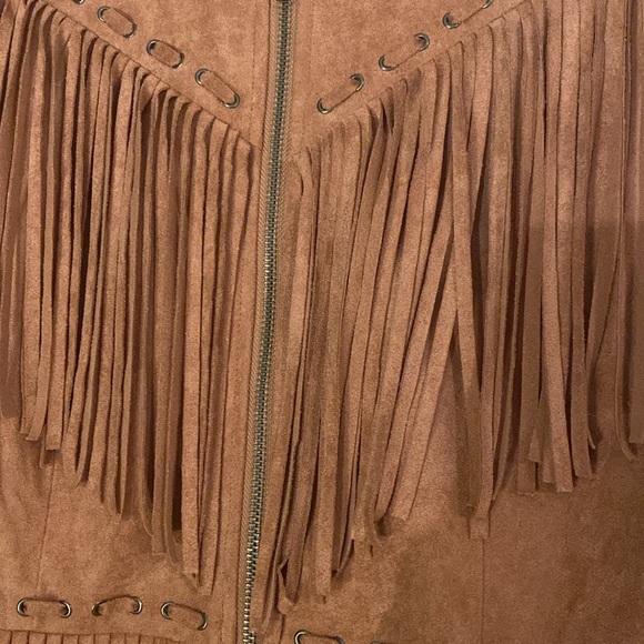 Blush Noir size Large pink suede jacket fringe zip up - Picture 4 of 7